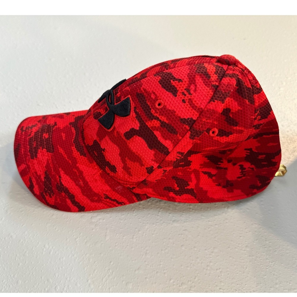 Under Armour Hat Kids MD/LG Red Camo Stretch Fit‎ 1273197 Baseball Cap Sporty - Picture 2 of 12